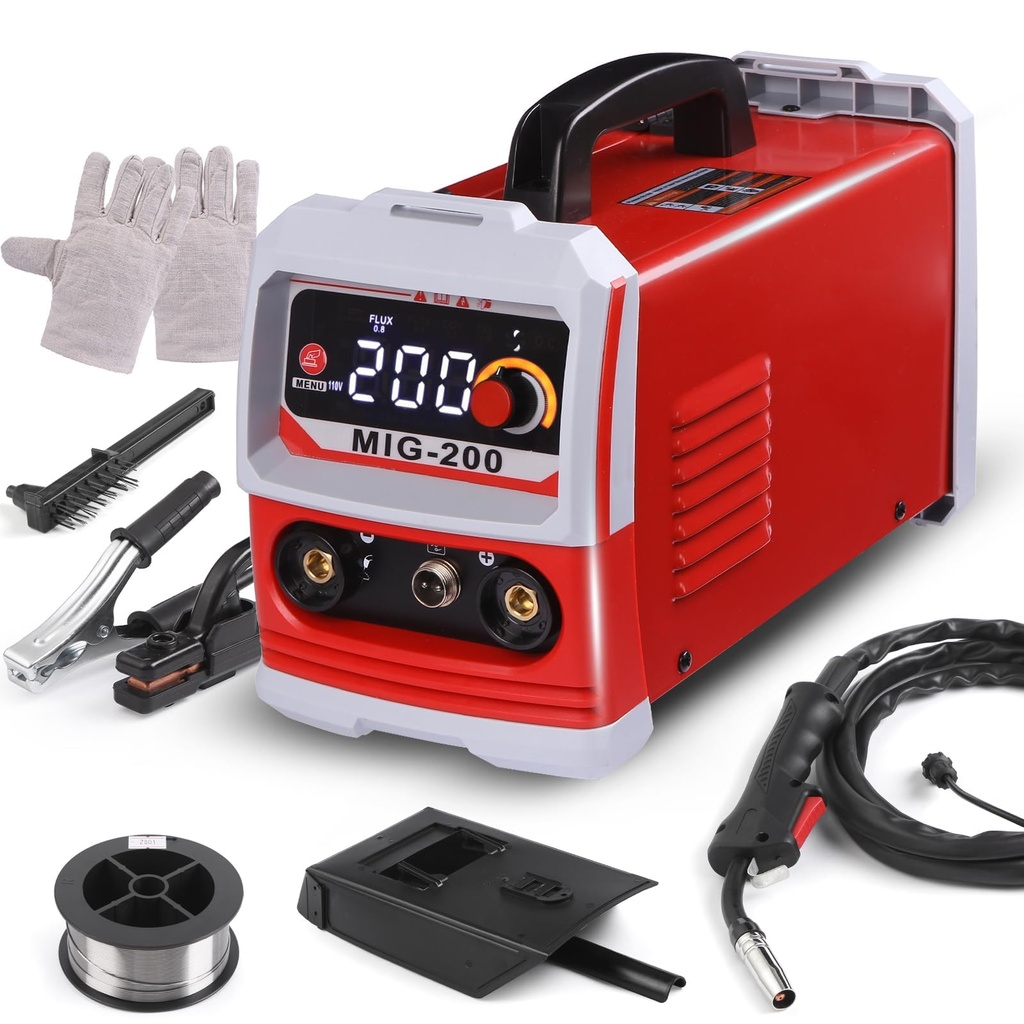 [SECUREX.MIG.120] SECUREX Portable Gasless MIG Welder 240V 200A, 3 in 1 MIG/MMA/Lift TIG Flux Core Welding Machine with Ultra LCD Display, IGBT Inverter Digital Welder, 3.5kg | Máy hàn MIG không dùng khí SECUREX cầm tay 240V 200A, máy hàn 3 trong 1 MIG/MMA/TIG lõi thuốc với màn hình LCD siêu nét, máy hàn kỹ thuật số biến tần IGBT, trọng lượng 3.5kg