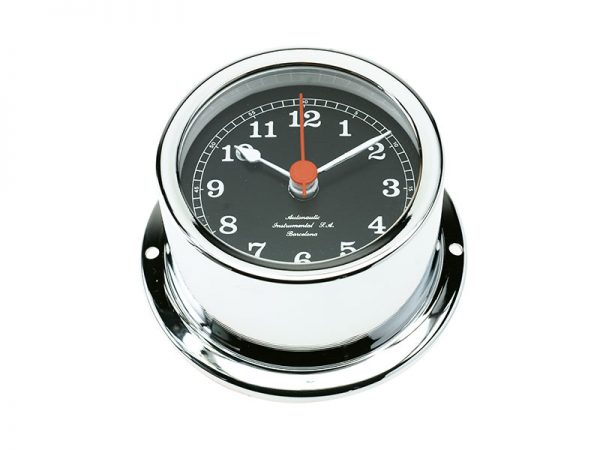 Autonautic 72 mm aluminium quartz clock. Chrome. Black card RE72C, part no: RE72C / Đồng hồ hàng hải nhôm Autonautic 72 mm. Chrome. Thẻ đen RE72C, mã sản phẩm: RE72C
