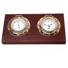 Autonautic Desk mounted clock-thermometer. Gold plated   , part no: SPD / Đồng hồ nhiệt kế để bàn Autonautic. Mạ vàng, mã sản phẩm: SPD