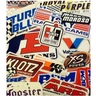 (Accessories) Race Car Sticker 9" (2/pk)/Racing Decal Sticker 26 Piece Assortment Pack in Pairs By Crash Daddy