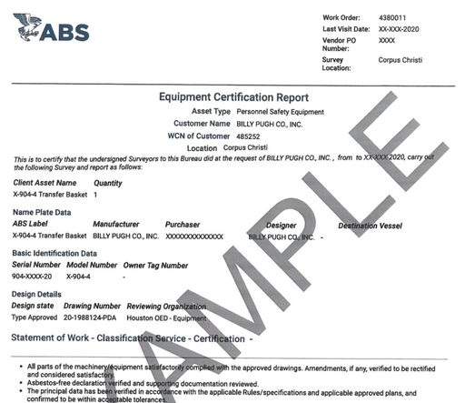 [X904ABSSTANDARD] X-904 ABS Standard Certificate
