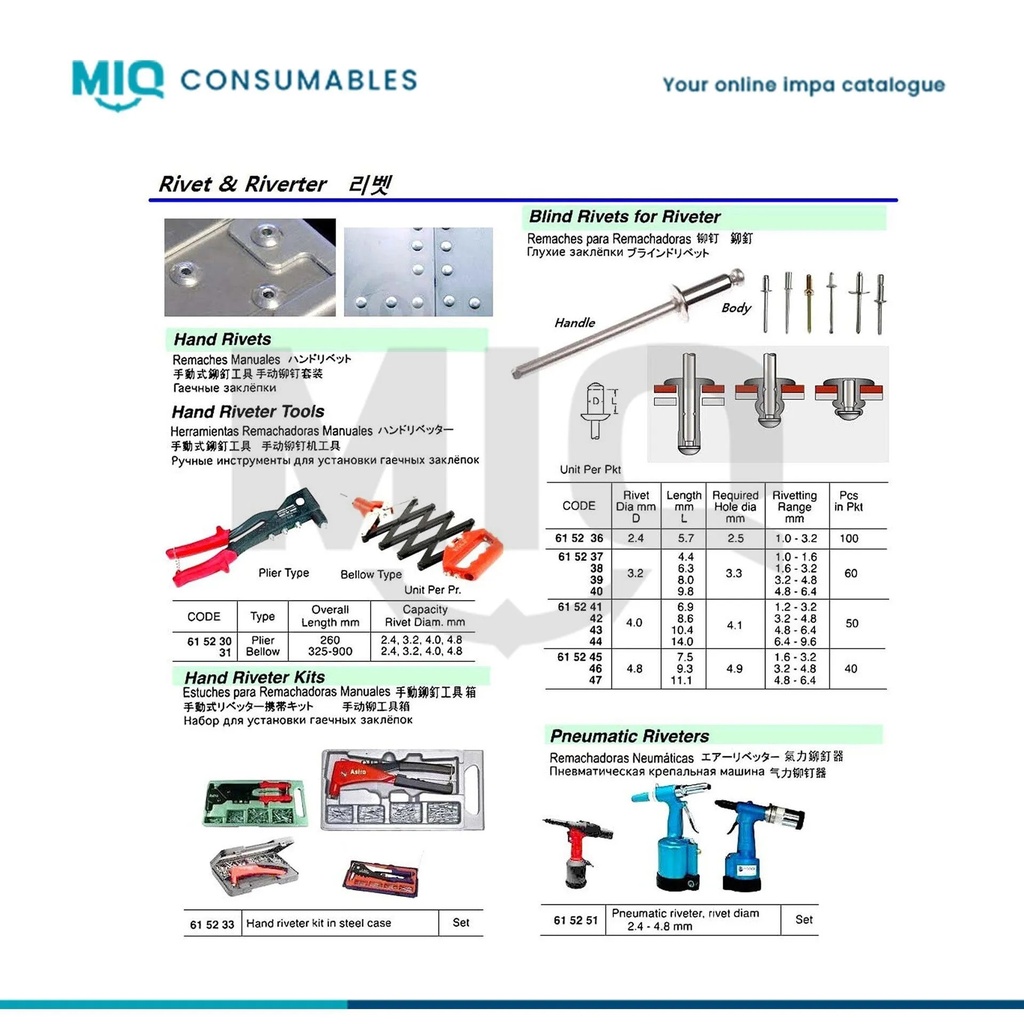 Hand Riveter Tool Catalogue