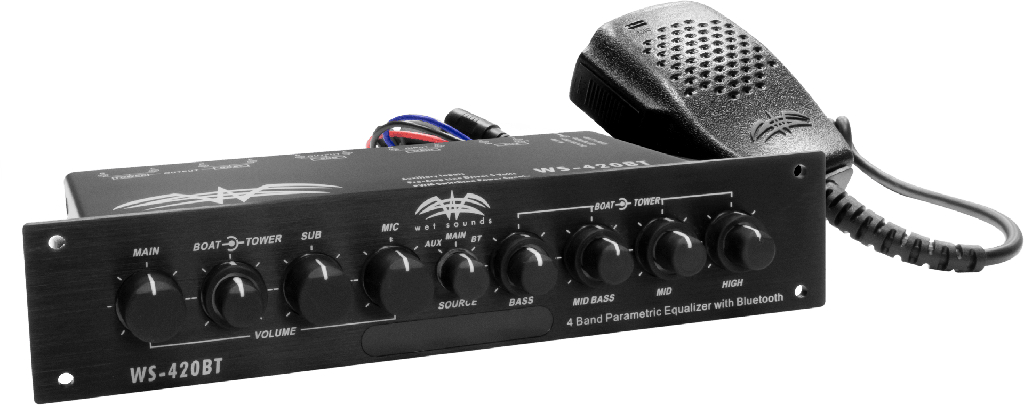 Wet Sounds Bluetooth Enabled Dual Band EQ W/ 3 Zone Control and built in Mic, model #: WS-420 BT* / Bộ cân bằng băng tần kép hỗ trợ Bluetooth Wet Sounds có điều khiển 3 vùng và Mic tích hợp, model #: WS-420 BT*
