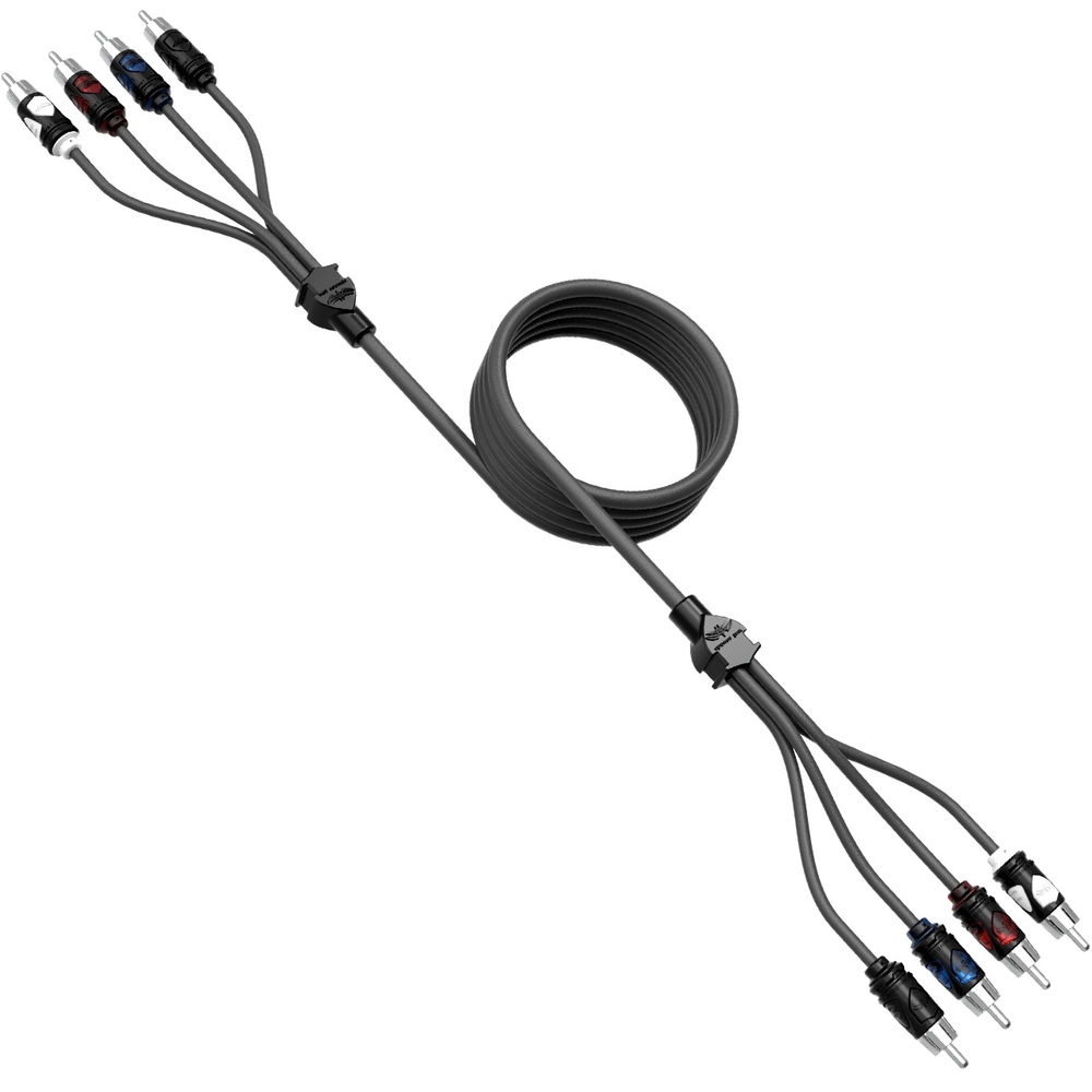 Wet Sounds 17ft 4 Channel Quad Shielded RCA Cable w/ High Contact RCA Tips, model #: WWX-RCA-4CH 17FT