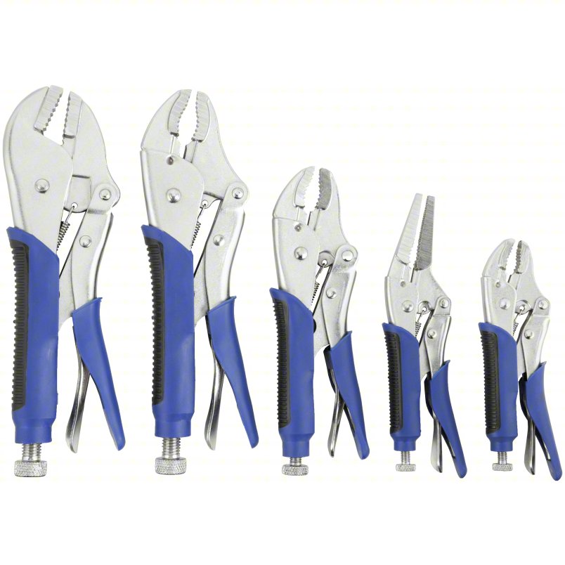 Locking Pliers Set: Curved/Flat/Long Nose, 2 in_1 1/2 in_1 3/4 in_1 1/8 in_1 7/8 in Max Jaw Opening/ Bộ kìm khóa: Mũi cong/phẳng/dài, 2 in_1 1/2 in_1 3/4 in_1 1/8 in_1 7/8 in Độ mở hàm tối đa