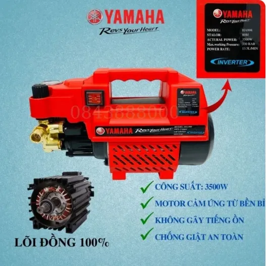 [YAMAHA.YA998] YAMAHA-YA998 High-Pressure Car Washer, 3500W, complete with accessories, 6-month warranty / Máy rửa xe áp lực cao 3500W -YAMAHA-YA998 đầy đủ phụ kiện bảo hành 6 tháng