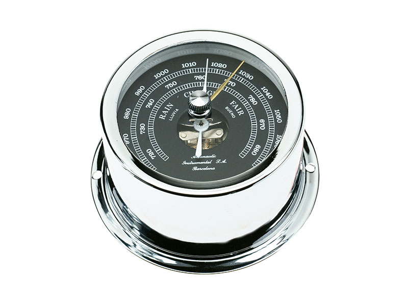 Autonautic 72 mm aluminium barometer. Chrome. Black card BE72C, part no: BE72C / Áp kế nhôm Autonautic 72 mm. Chrome. Thẻ đen BE72C, số bộ phận: BE72C