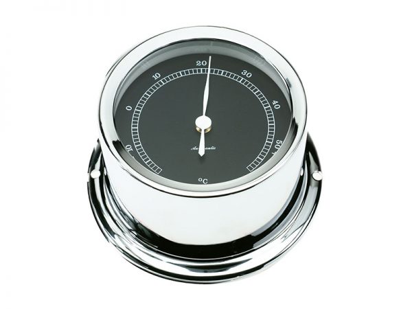 Autonautic 72 mm aluminium thermometer. Chrome. Black card TE72C, part no: TE72C