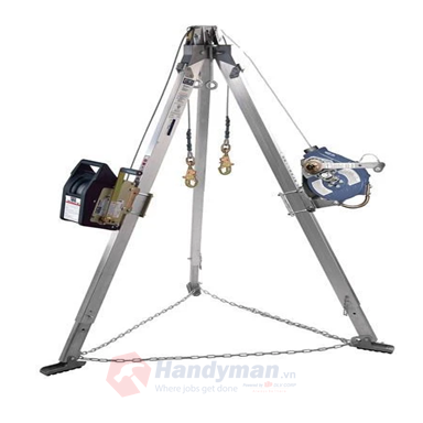 3M DBI-SALA Tripod- Salalift II Winch and 3-Way SRL 7 ft. (2.1m) aluminum tripod, 60 (18 Salalift™ 50 (15m) Sealed-Blok™ with galvanized cable, mounting brackets, carrying bags leg mount pulley.", part number: 8301041