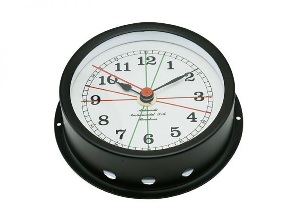 Autonautic 120 mm quartz clock. Black. Wall fixing mounting ring incl., part no: R120N