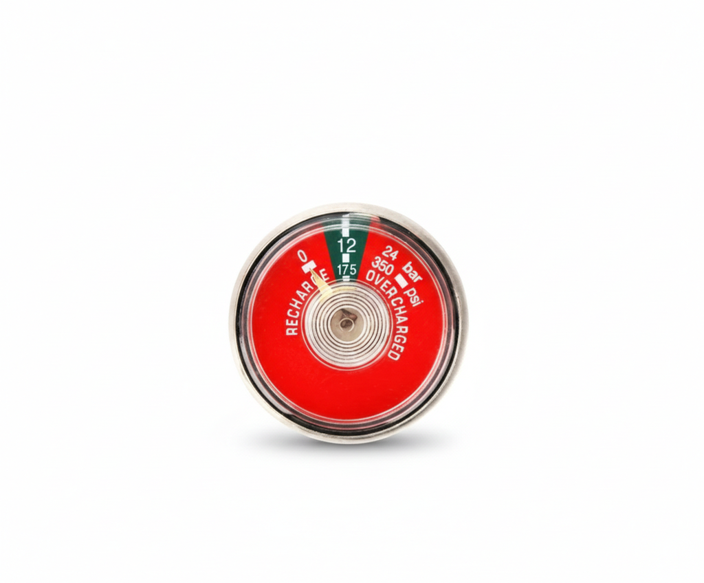 Pressure gauge for fire extinguishers, fire extinguisher pressure indicator.