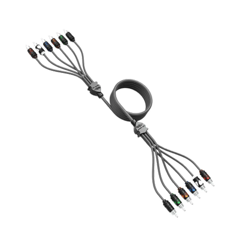 [WWX-RCA-6CH 5FT] Wet Sounds 5ft 6 Channel Quad Shielded RCA Cable w/ High Contact RCA Tips, model #: WWX-RCA-6CH 5FT