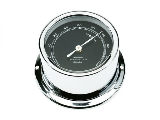 [HE72C] Autonautic 72 mm aluminium thermometer. Chrome. Black card HE72C, part no: HE72C