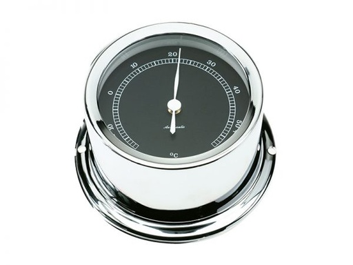 [TE72C] Autonautic 72 mm aluminium thermometer. Chrome. Black card TE72C, part no: TE72C