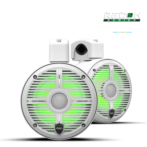 [RECON 6 POD-W] Wet Sounds RECON 6 White Pod w/Silver XS Grille & RGB Tweeter (Pair), model #: RECON 6 POD-W
