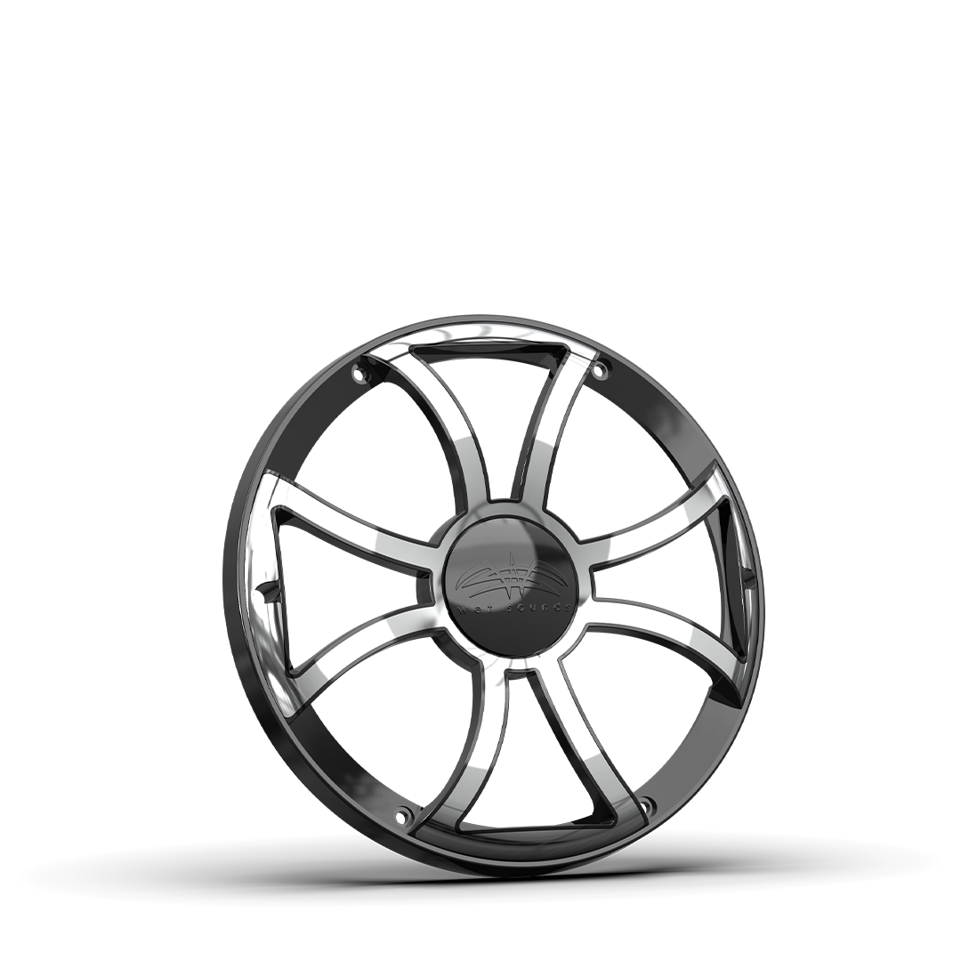 [REVO 10 XS-B-SS GRILLE] Wet Sounds Black w/ Stainless XS Open Style Grille for the REVO 10” Subwoofer, model #: REVO 10 XS-B-SS GRILLE