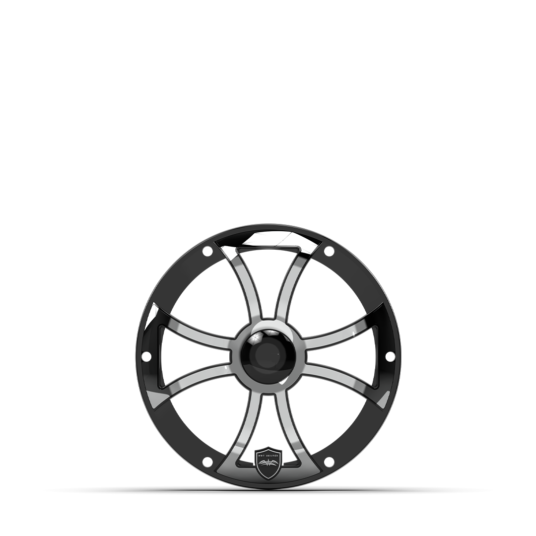 [REVO 8 FA XS-B-SS GRILLE] Wet Sounds Black w/ Stainless XS Open Style Grille for the REVO 8” Subwoofer, model #: REVO 8 FA XS-B-SS GRILLE