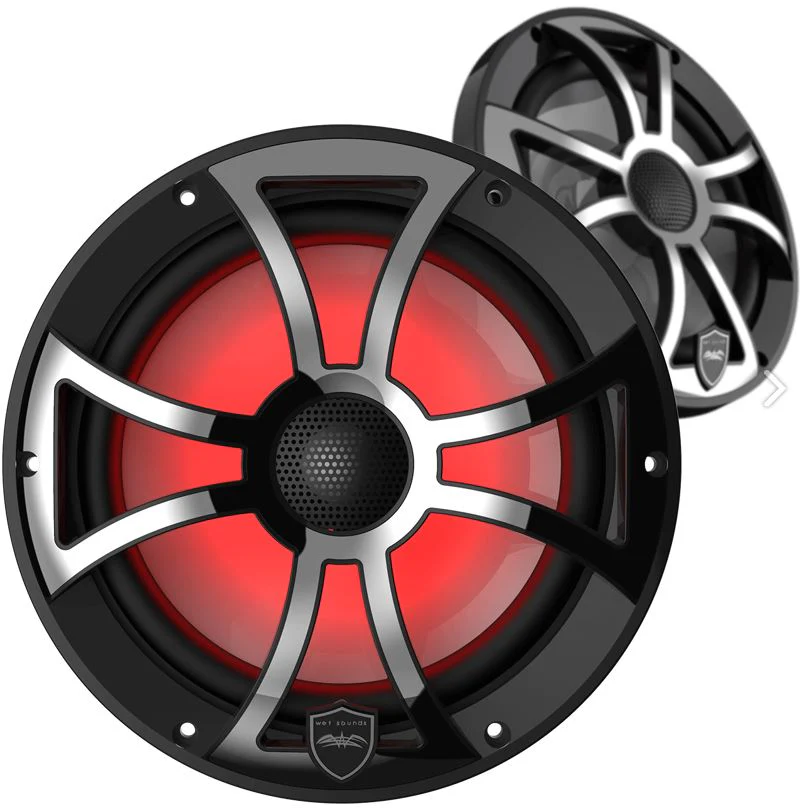 [REVO 8-XS-B-SS] Wet Sounds Black XS / Stainless Overlay Grille 8” Coaxial Speakers (pair), model #: REVO 8-XS-B-SS / Loa đồng trục Wet Sounds Black XS / Stainless Overlay Grille 8” (cặp), model: REVO 8-XS-B-SS