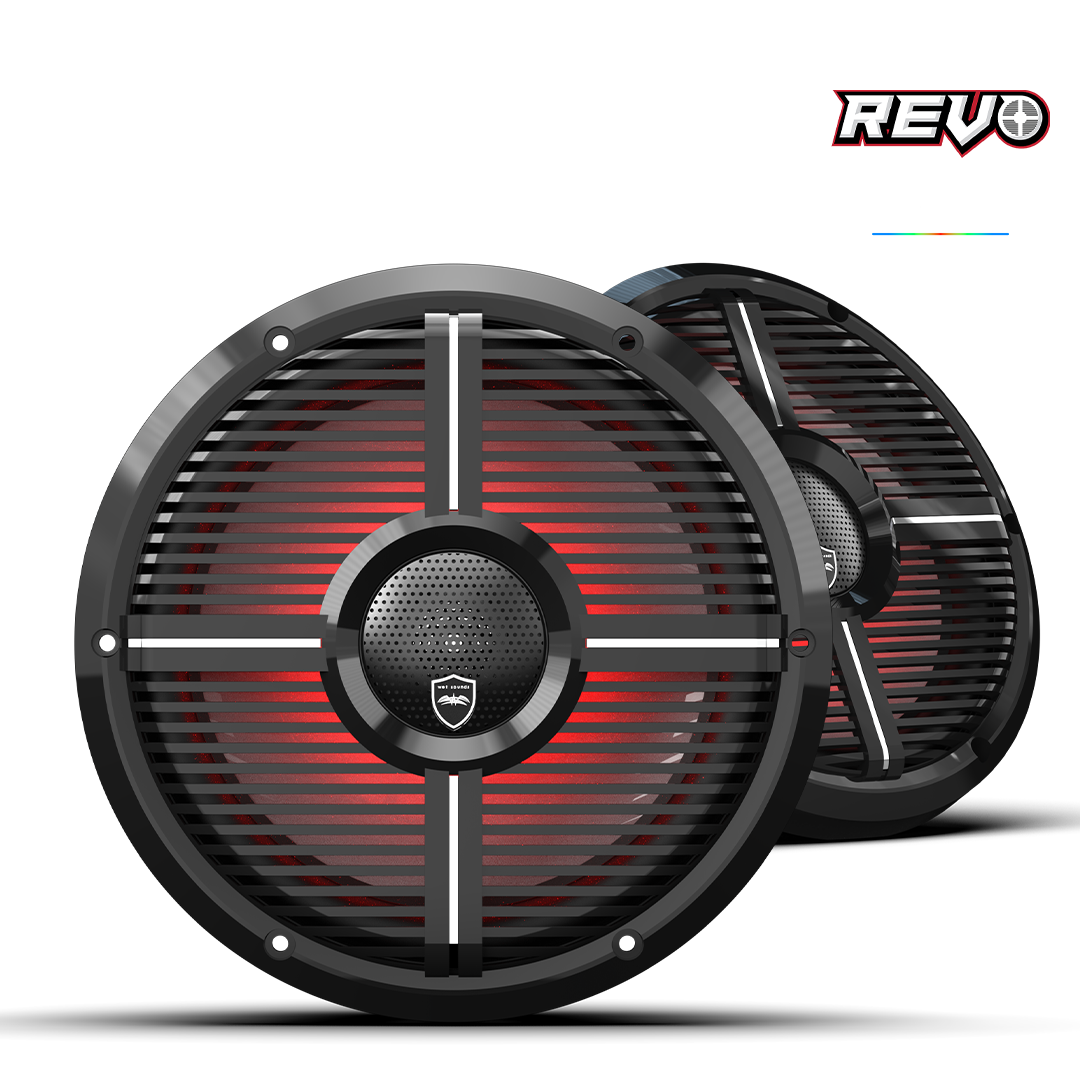 [REVO CX-10 XW-B S2] Wet Sounds Black Closed XW Grille 10” Coaxial Speakers (pair), model #: REVO CX-10 XW-B S2