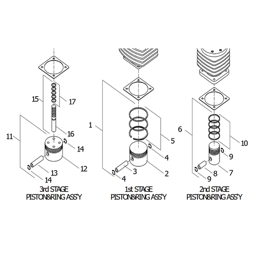 [7008/7009/7010] Alkin W32 spare parts - Ring Set - All 3 Stages
