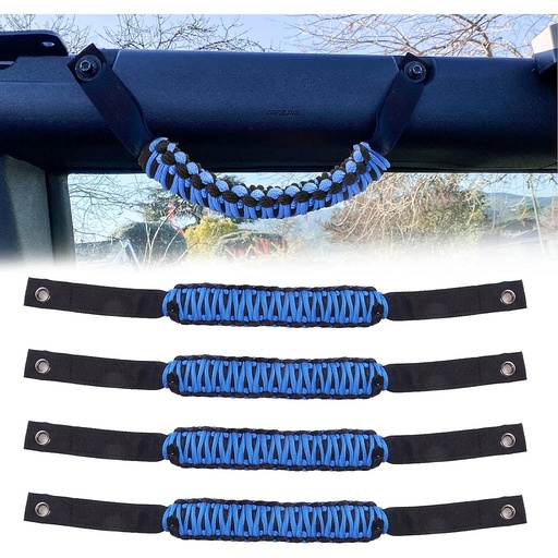 [PARAHANDLE1] BESTAOO Roll Bar Grab Handles Paracord Grip Handle for Ford Bronco Accessories 2021 2022 2023 2024 2 Door 4 Door, 4 Pack (Blue)