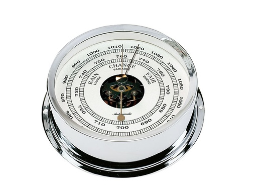[B120C] Autonautic 120 mm brass barometer. Chrome. Wall fixing mounting ring incl., part no: B120C