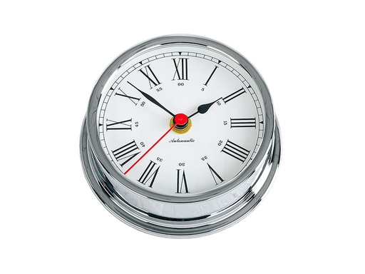 [R120C] Autonautic 120 mm brass quartz clock. Chrome. Wall fixing mounting ring incl., part no: R120C